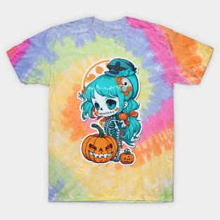 Halloween Skeleton Kawaii Girl T-Shirt